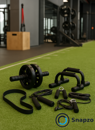 AbCore™ – 7-in-1 Thuisfitness Set (ab-roller, push-up bars, grips, springtouw)