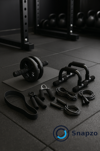 AbCore™ – 7-in-1 Thuisfitness Set (ab-roller, push-up bars, grips, springtouw)